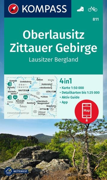 Produktbild: KOMPASS Wanderkarte 811 Oberlausitz, Zittauer Gebirge, Lausitzer Bergland 1:50.000