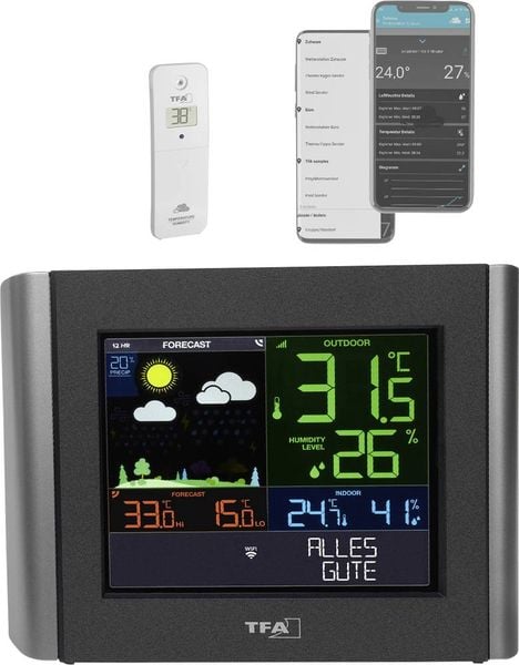 TFA Dostmann VIEW METEO 35.8000.01 WLAN-Wetterstation Vorhersage für 12 Stunden Anzahl Sensoren max. 1