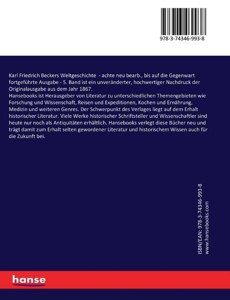 Produktbild: Karl Friedrich Beckers Weltgeschichte