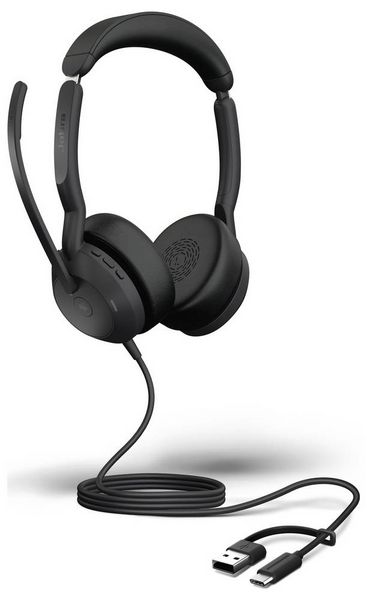 Produktbild: Jabra Evolve2 50 On Ear Headset kabelgebunden, Bluetooth&reg; Stereo Schwarz Mikrofon-Rauschunterdr&uuml;ckung, Noise Cancelling Headset