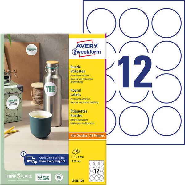 Produktbild: Etiketten &Oslash; 60mm weiss