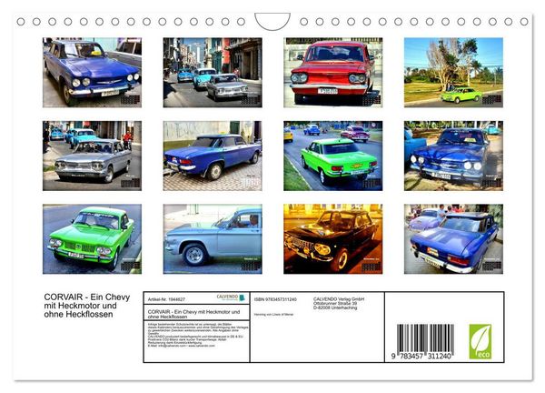 Produktbild: CORVAIR - Ein Chevy mit Heckmotor und ohne Heckflossen (Wandkalender 2026 DIN A4 quer), CALVENDO Monatskalender