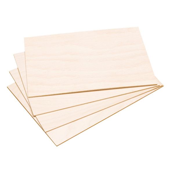 Produktbild: PEBARO 322DIY - 4 Sperrholzplatten DIN A 4 f&uuml;r Bastelarbeiten, Pappel 3 mm