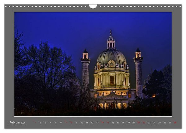 Produktbild: Gro&szlig;stadtabend - Die blaue Stunde in Wien (Wandkalender 2026 DIN A3 quer), CALVENDO Monatskalender