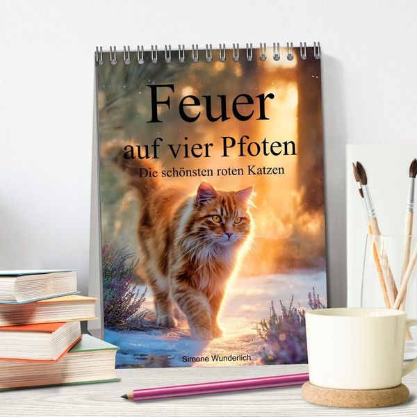 Produktbild: Feuer auf vier Pfoten - Die sch&ouml;nsten roten Katzen (Tischkalender 2027 DIN A5 hoch), CALVENDO Monatskalender