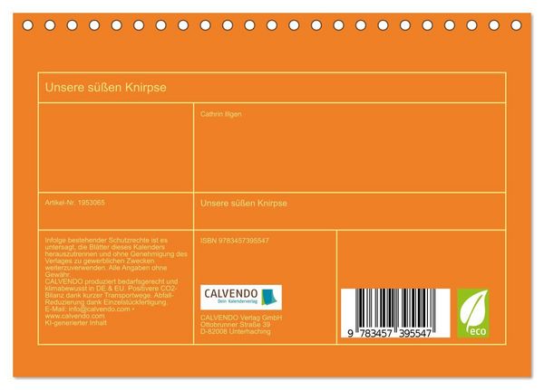 Produktbild: Unsere s&uuml;&szlig;en Knirpse (Tischkalender 2026 DIN A5 quer), CALVENDO Monatskalender