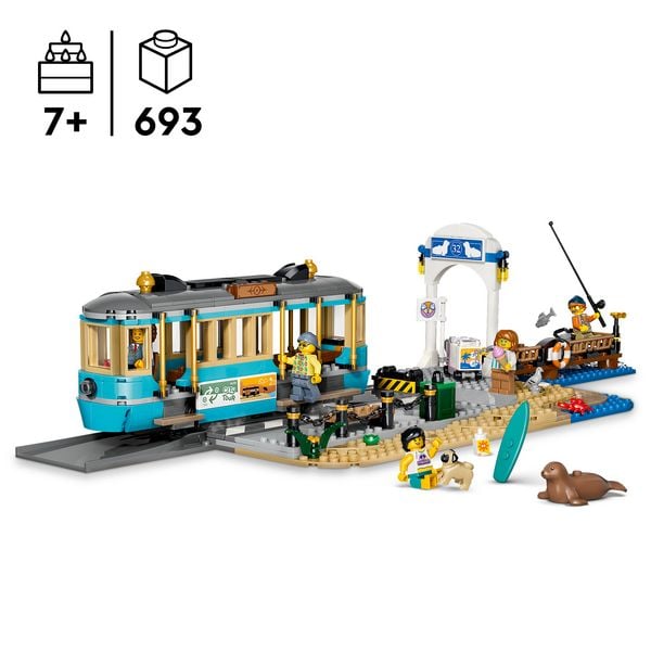 Produktbild: LEGO City 60506 Klassische Strandstra&szlig;enbahn, baubare Spielzeugeisenbahn f&uuml;r Kinder ab 7 Jahren