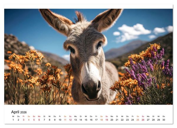 Produktbild: Esel - sanfte Seelen, gro&szlig;e Ohren (Wandkalender 2026 DIN A3 quer), CALVENDO Monatskalender