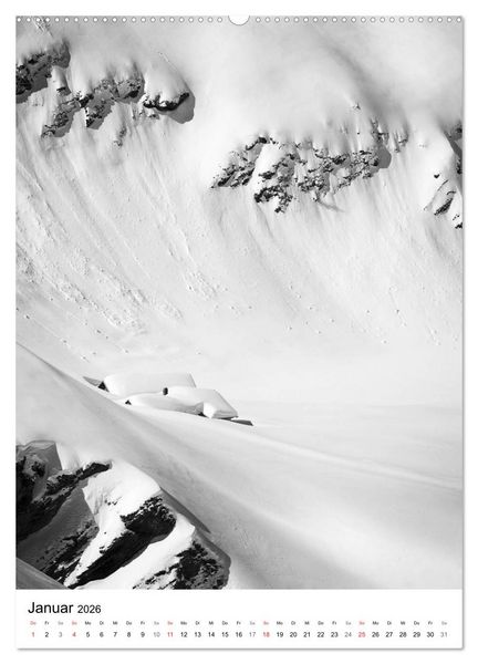 Produktbild: SCHWEIZER ALPEN in Schwarz und Wei&szlig; (hochwertiger Premium Wandkalender 2026 DIN A2 hoch), Kunstdruck in Hochglanz