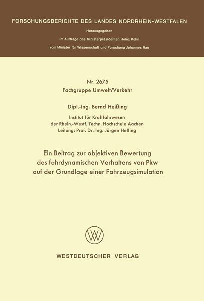 Produktbild: Ein Beitrag zur objektiven Bewertung des fahrdynamischen Verhaltens von Pkw auf der Grundlage einer Fahrzeugsimulation