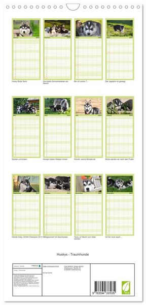 Produktbild: Familienplaner 2027 - Huskys - Traumhunde mit 5 Spalten (Wandkalender, 21 x 45 cm) CALVENDO