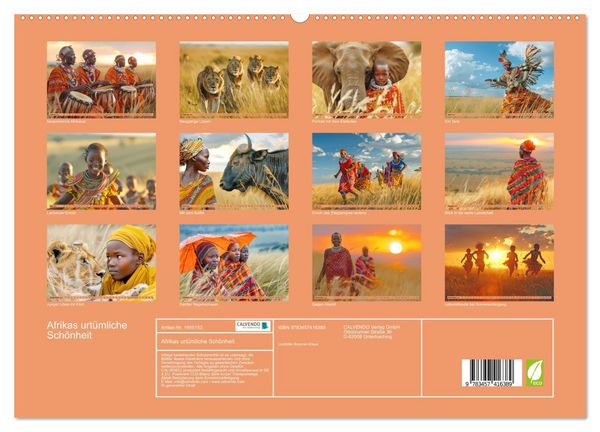 Produktbild: Afrikas urt&uuml;mliche Sch&ouml;nheit (hochwertiger Premium Wandkalender 2026 DIN A2 quer), Kunstdruck in Hochglanz