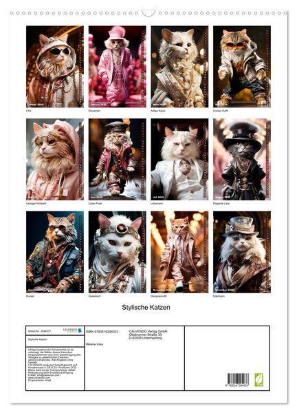 Produktbild: Stylische Katzen (Wandkalender 2026 DIN A2 hoch), CALVENDO Monatskalender