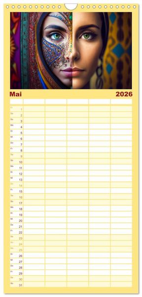 Produktbild: Familienplaner 2026 - Die Menschen sind bunt mit 5 Spalten (Wandkalender, 21 x 45 cm) CALVENDO