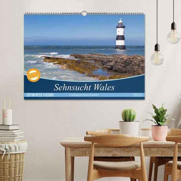 Produktbild: Sehnsucht Wales - Collagen eines Landes (Wandkalender 2026 DIN A2 quer), CALVENDO Monatskalender