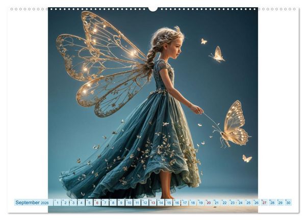 Produktbild: Feenfl&uuml;gel und L&auml;cheln KI - Die zauberhafte Welt der Feenkinder (Wandkalender 2026 DIN A2 quer), CALVENDO Monatskalender