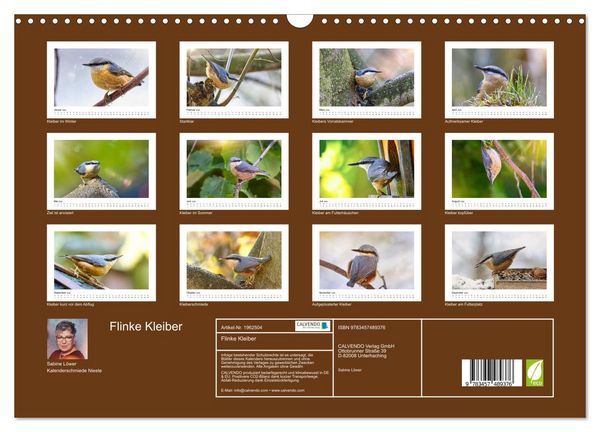 Produktbild: Flinke Kleiber (Wandkalender 2026 DIN A3 quer), CALVENDO Monatskalender