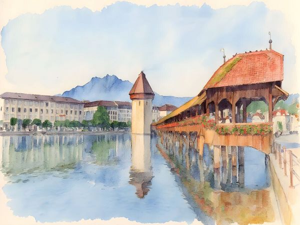 Produktbild: CALVENDO Puzzle Kapellbr&uuml;cke am Vierwaldst&auml;tter See | 1000 Teile Lege-Gr&ouml;&szlig;e 64x48cm Foto-Puzzle f&uuml;r gl&uuml;ckliche Stunden
