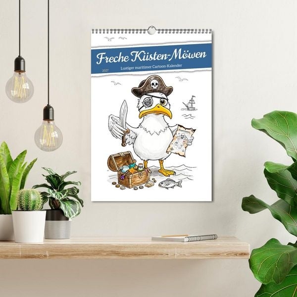 Produktbild: Freche K&uuml;sten‑M&ouml;wen - Lustiger maritimer Cartoon‑Kalender (Wandkalender 2027 DIN A3 hoch), CALVENDO Monatskalender