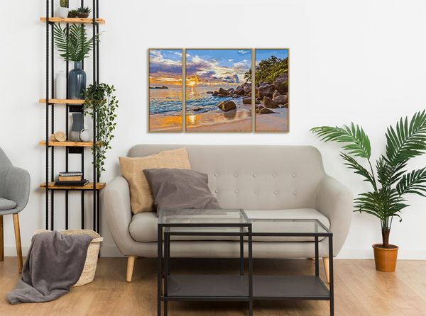 Schipper 609260906 - Malen nach Zahlen, Abendstimmung im Paradies, Triptychon, 50 x 80 cm