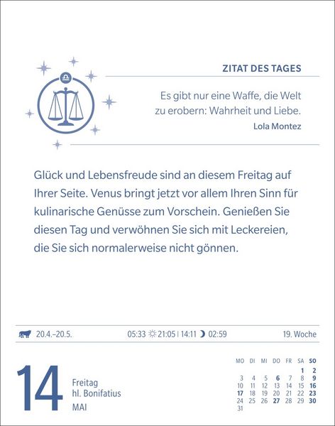 Produktbild: Waage Sternzeichenkalender 2027 - Tagesabrei&szlig;kalender - Ihr Horoskop f&uuml;r jeden Tag