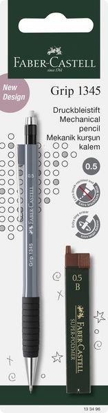 Produktbild: FABER-CASTELL Druckbleistift Grip 1345 + Ersatzminen 0,5mm blau Blister, 5fach sortiert