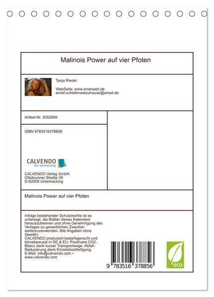 Produktbild: Malinois Power auf vier Pfoten (Tischkalender 2026 DIN A5 hoch), CALVENDO Monatskalender