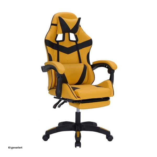 Produktbild: HTI-Living Ergonomischer Gaming Stuhl mit Fu&szlig;st&uuml;tze Racing-Design in Gelb-Schwarz