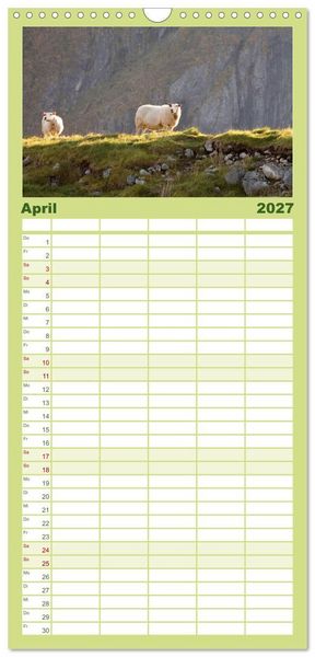 Produktbild: Familienplaner 2027 - Unter Schafen - Wegbegleiter auf Reisen mit 5 Spalten (Wandkalender, 21 x 45 cm) CALVENDO