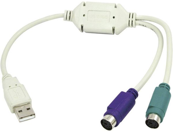 LogiLink USB 1.1 Anschlusskabel [1x USB 1.1 Stecker A - 2x PS/2-Buchse] 15.00cm