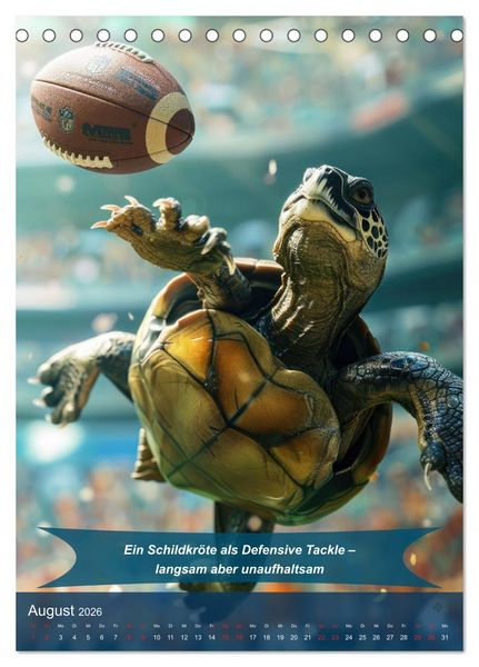 Produktbild: American Football mit tierischem Humor (Tischkalender 2026 DIN A5 hoch), CALVENDO Monatskalender