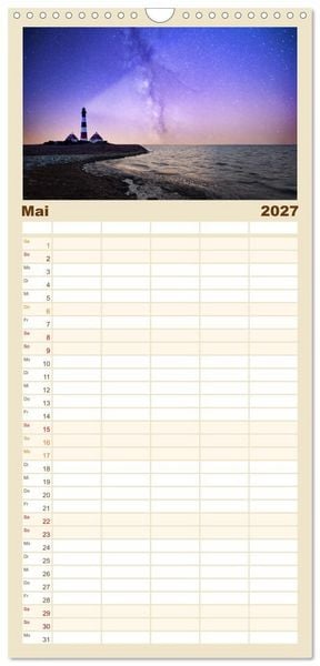Produktbild: Familienplaner 2027 - Leuchtt&uuml;rme - An den sch&ouml;nsten K&uuml;sten. mit 5 Spalten (Wandkalender, 21 x 45 cm) CALVENDO