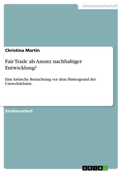 Produktbild: Fair Trade als Ansatz nachhaltiger Entwicklung?