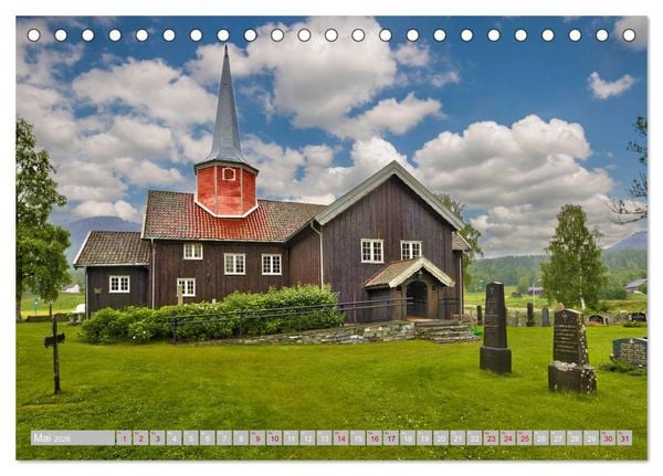 Produktbild: Norwegens Stabkirchen (Tischkalender 2026 DIN A5 quer), CALVENDO Monatskalender