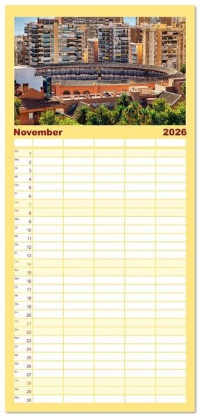 Produktbild: Familienplaner 2026 - Malaga Highlights der Stadt an der Costa del Sol mit 5 Spalten (Wandkalender, 21 x 45 cm) CALVENDO