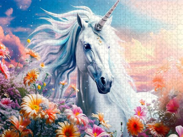 Produktbild: CALVENDO Puzzle Ein Motiv aus dem Kalender Einhorn und coole Spr&uuml;che | 1000 Teile Lege-Gr&ouml;&szlig;e 64x48cm Foto-Puzzle f&uuml;r gl&uuml;ckliche Stunden