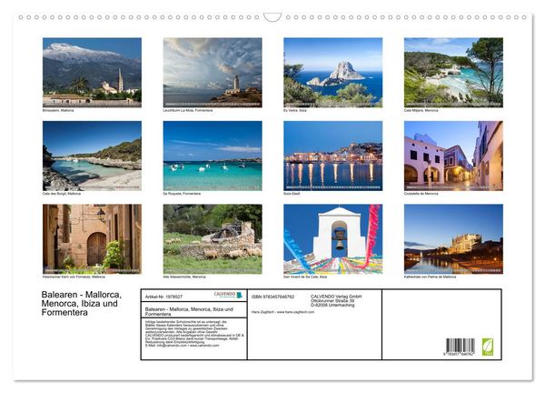 Produktbild: Balearen - Mallorca, Menorca, Ibiza und Formentera (Wandkalender 2026 DIN A2 quer), CALVENDO Monatskalender