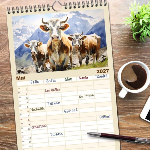 Produktbild: Familienplaner 2027 - Die Magie der Bergwelt mit 5 Spalten (Wandkalender, 21 x 45 cm) CALVENDO