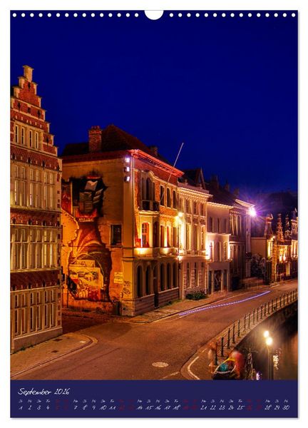 Produktbild: D&auml;mmerung in Gent und Br&uuml;gge (Wandkalender 2026 DIN A3 hoch), CALVENDO Monatskalender