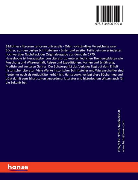 Produktbild: Bibliotheca librorum rariorum universalis