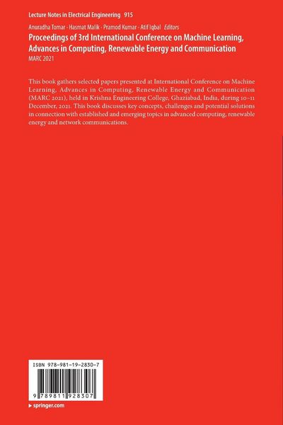 Produktbild: Proceedings of 3rd International Conference on Machine Learning, Advances in Computing, Renewable Energy and Communication