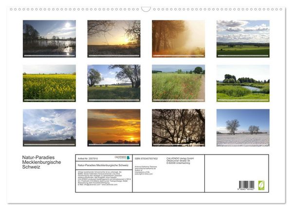 Produktbild: Natur-Paradies Mecklenburgische Schweiz (Wandkalender 2026 DIN A2 quer), CALVENDO Monatskalender