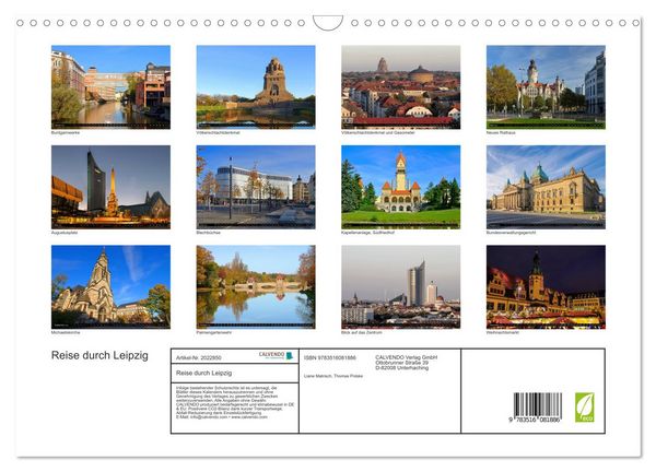 Produktbild: Reise durch Leipzig (Wandkalender 2026 DIN A3 quer), CALVENDO Monatskalender
