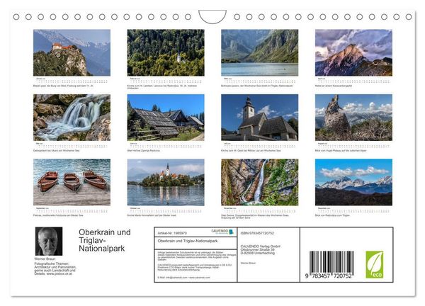 Produktbild: Oberkrain und Triglav-Nationalpark (Wandkalender 2026 DIN A4 quer), CALVENDO Monatskalender