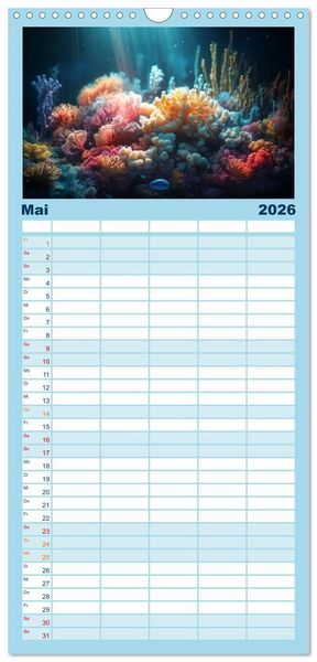 Produktbild: Familienplaner 2026 - Fischfantasie mit 5 Spalten (Wandkalender, 21 x 45 cm) CALVENDO