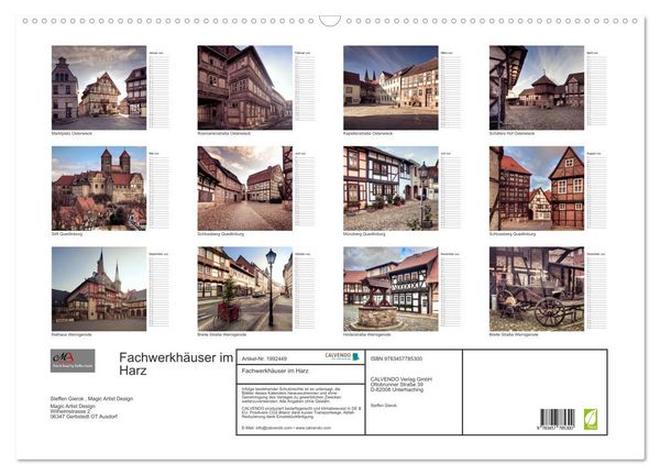 Produktbild: Fachwerkh&auml;user im Harz (Wandkalender 2026 DIN A2 quer), CALVENDO Monatskalender