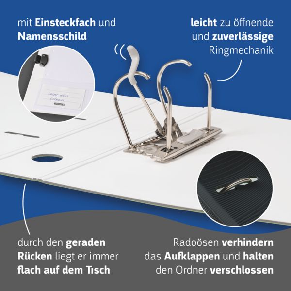 Produktbild: Brunnen Ordner &bdquo;WAVE&ldquo; Colour Code | A4, 70 mm, Hebelmechanik mit gummiertem Griff, onyx