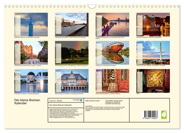 Produktbild: Der kleine Bremen Kalender (Wandkalender 2026 DIN A3 quer), CALVENDO Monatskalender