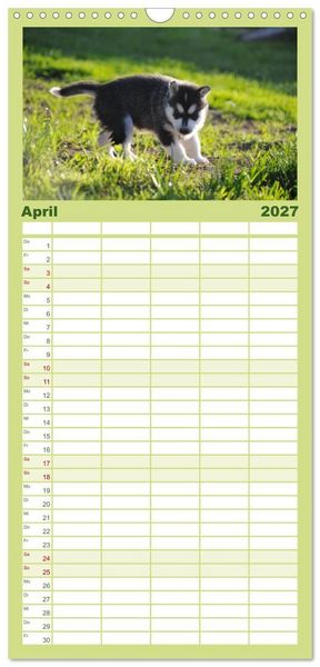 Produktbild: Familienplaner 2027 - Huskys - Traumhunde mit 5 Spalten (Wandkalender, 21 x 45 cm) CALVENDO