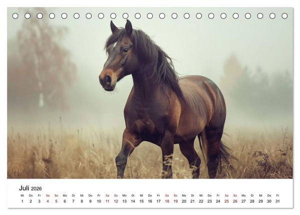 Produktbild: Wilde M&auml;hnen: Ein Jahr mit Pferden (Tischkalender 2026 DIN A5 quer), CALVENDO Monatskalender